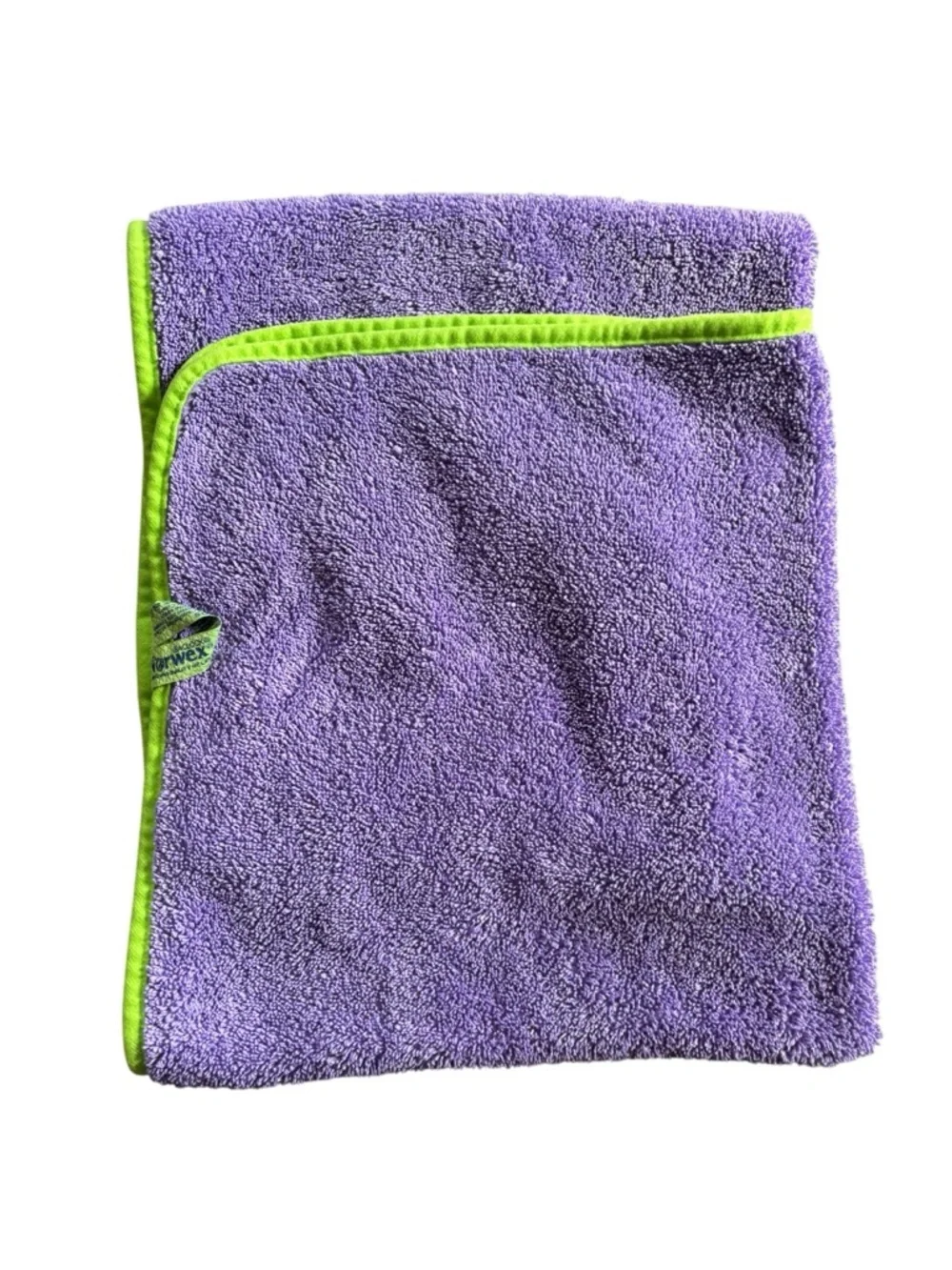 Norwex Kids Bath Towel W/ Baclock Super Soft Purple With Green Trim 47X27 Hook